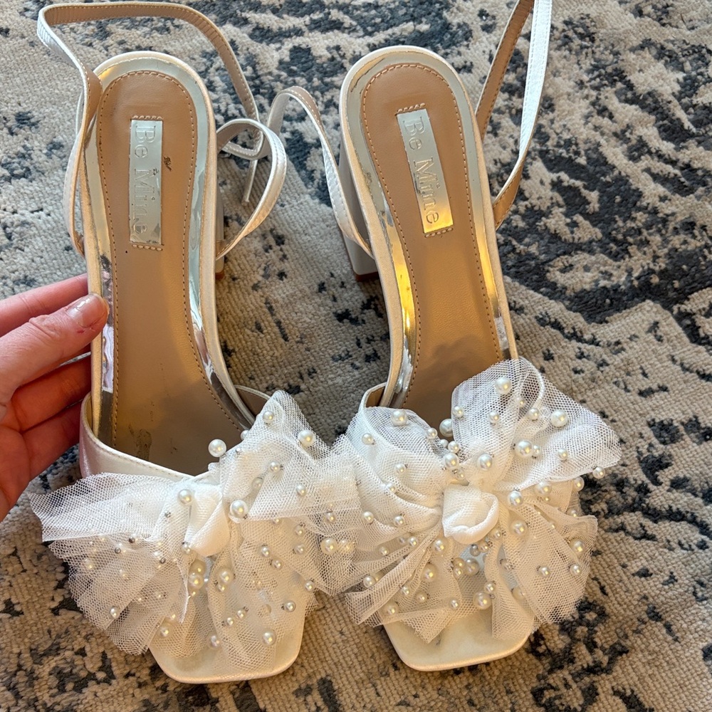 Be Mine White Block Heels